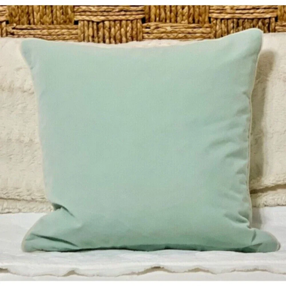 NEW Textured Velvet Pillow Cover Hello There Handsome 17x17 Blue Embroidered